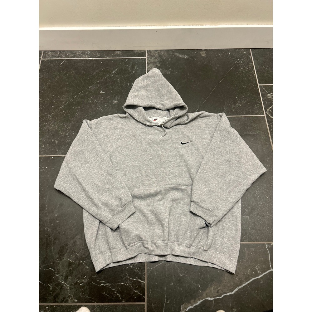 Vintage Nike Hoodie Mens XXL Gray White Tag Made in USA Embroidered Swoosh 90s